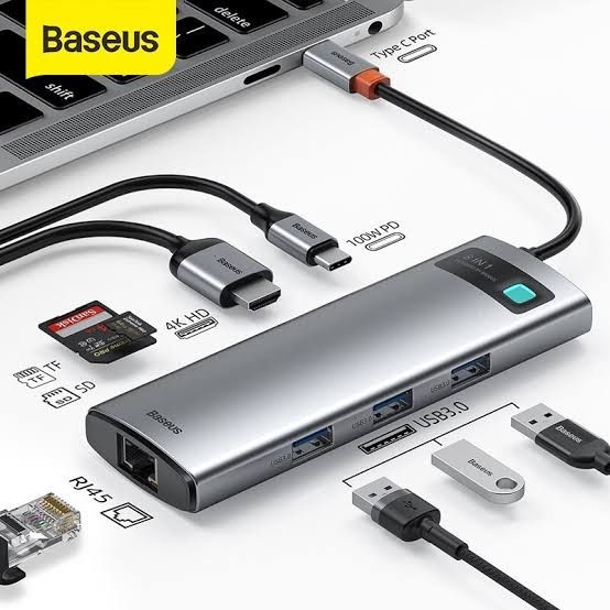 Хаб Baseus 8 in 1 Type-C Gleam hub адаптер переходник otg Macbook Pro