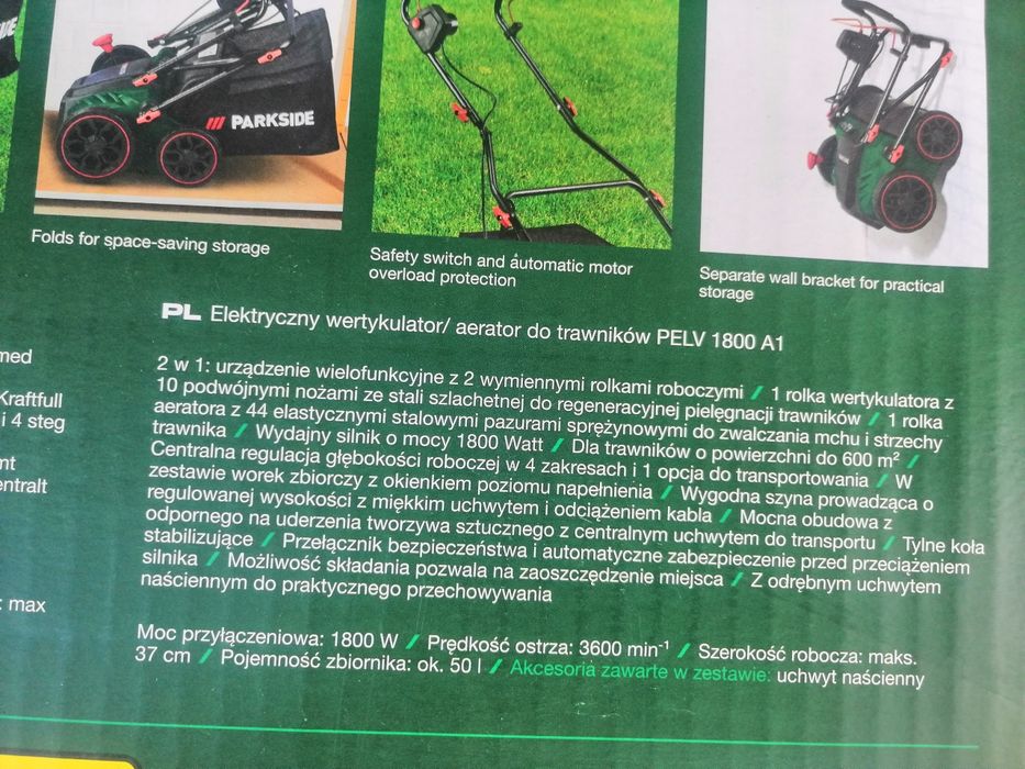 Wertykulator areator 2w1 Parkside 1800w
