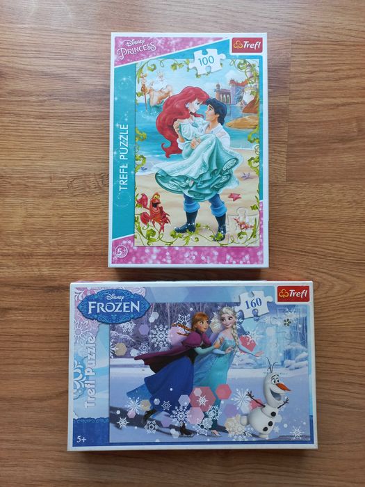 Puzzle Trefl Księżniczka Ariel z księciem 100el + Kraina Lodu 160el