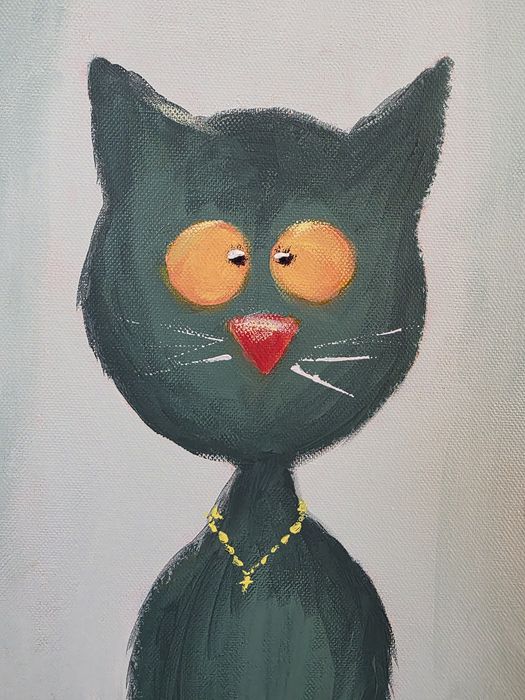 Quadro original gatos colorido