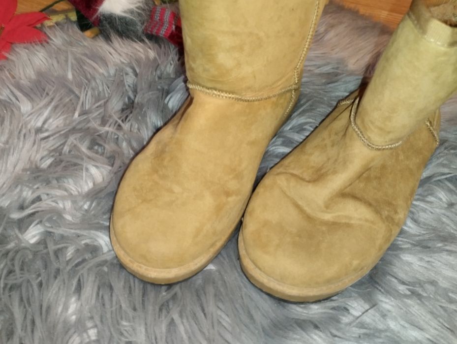UGG 38  buty śniegowce camelowe ocieplane z kokardkami
