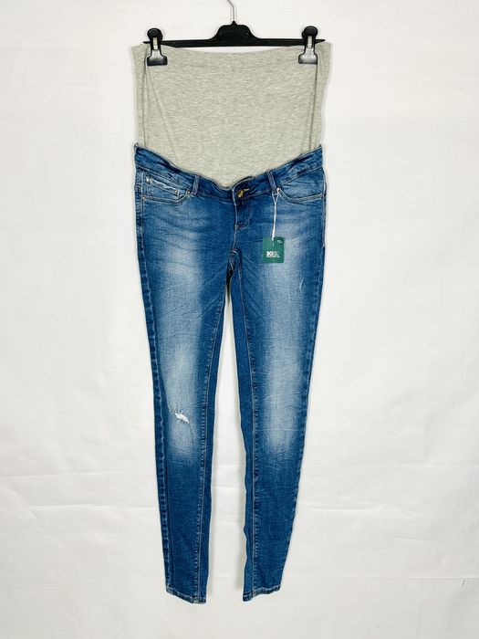 Niebieskie jeansy ciążowe z panelem M 38