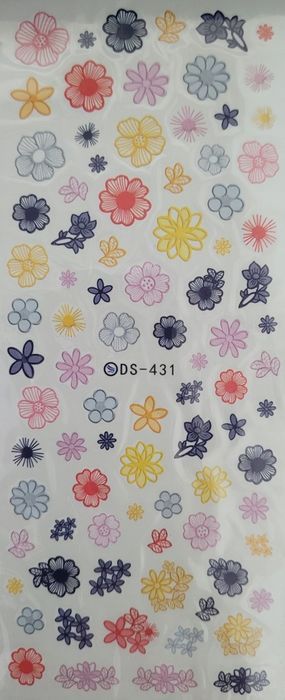 DS431 Naklejki wodne na paznokcie 5x13cm kwiaty