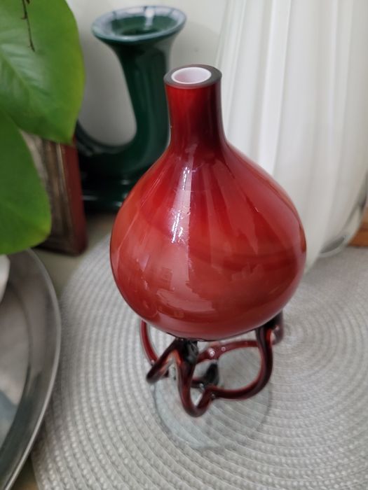 Lampka oliwna świecznik Józefina KROSNO szkło artystyczne