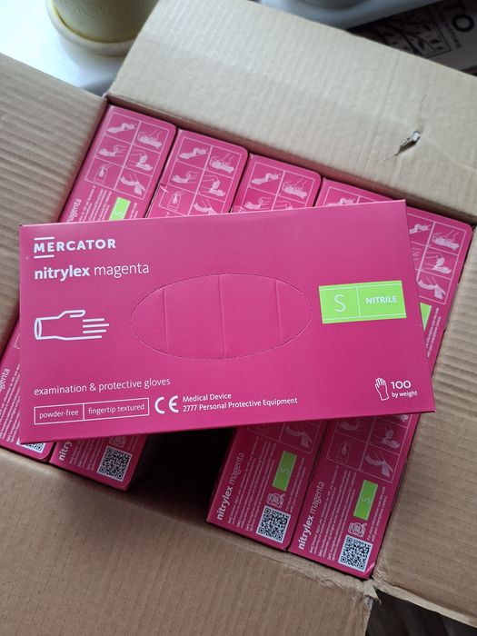 Rękawiczki nitrylowe różowe  Magenta
