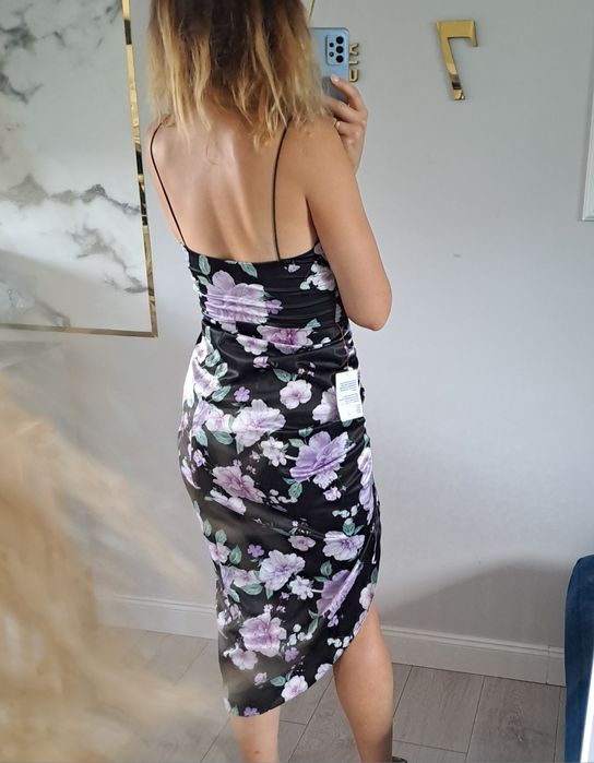 Sukienka bodycon w kwiaty w stylu Gorsetowym z rozporkiem 34