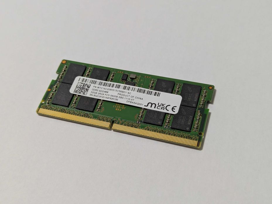 Нова оперативна пам'ять Micron 32GB SO-DIMM DDR5 5600MHz/NEW, гарантія