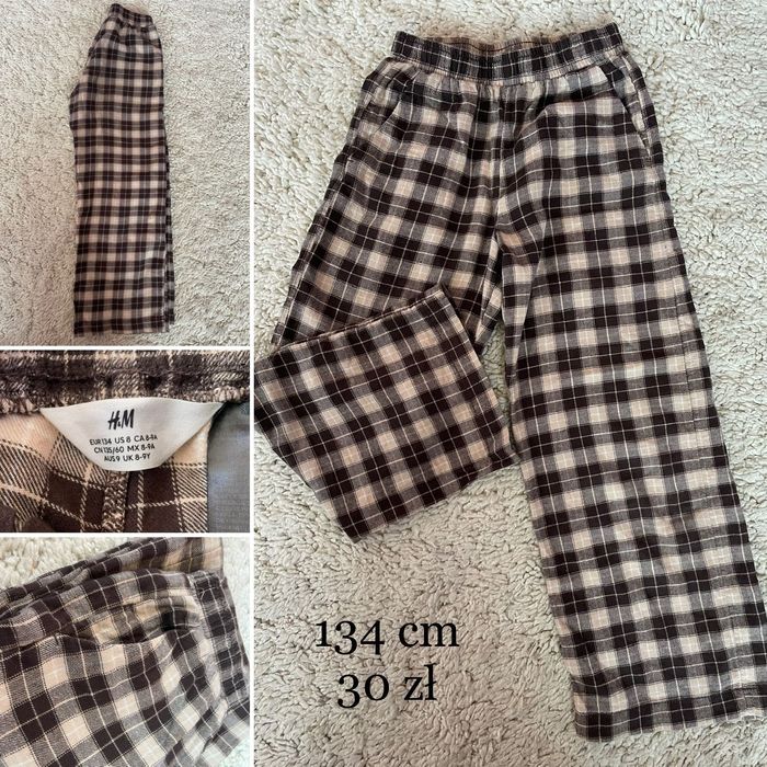 Spodnie w kratkę H&M na 134 cm 30 zł ciepłe i miękkie