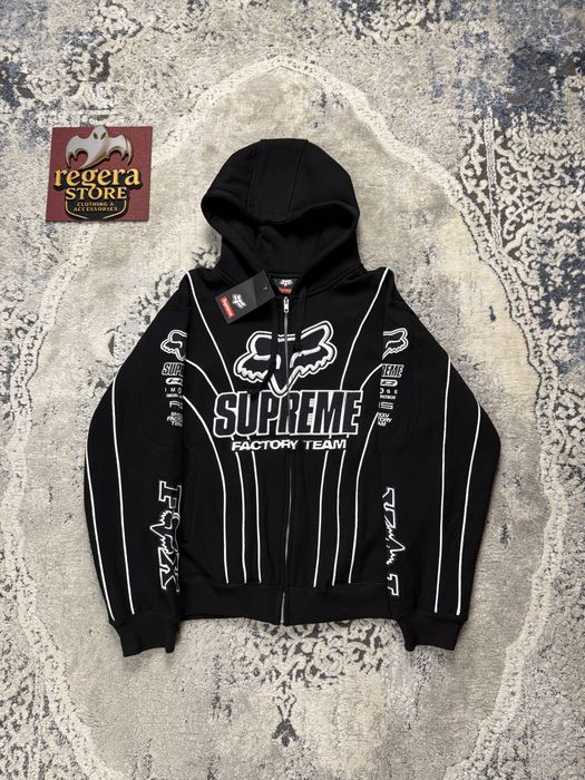 Худи Supreme FOX RACING ZIP UP HOODED SWEATSHIRT оверсайз суприм фокс рейс стритвир oversize