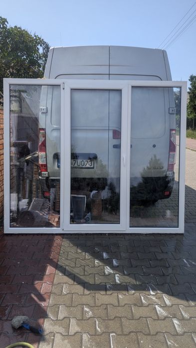 KR HAUS drzwi 243x205 tarasowe białe używane okna drzwi POZNAŃ
