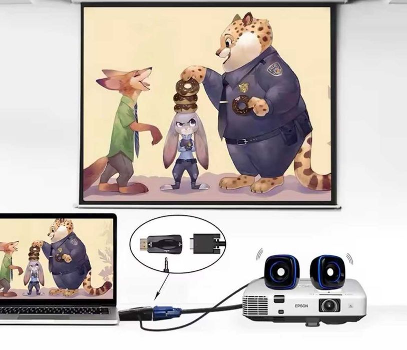 HDMI - VGA адаптер-конвертер з аудіо 3,5 мм | 1080P тато-мама