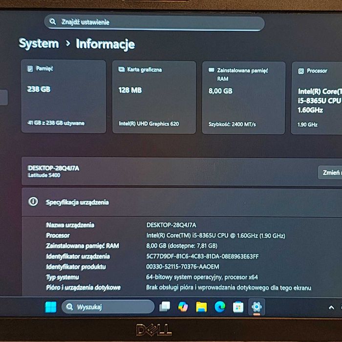 Dell Latitude 5400 Core i5 Ram 8 GB SSD 256 GB Full HD Office Win 11