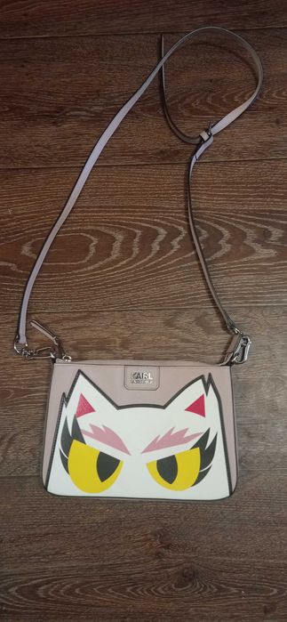 Torebka kopertówka wieczorowa z kotem karl lagerfeld kot pudrowy róż