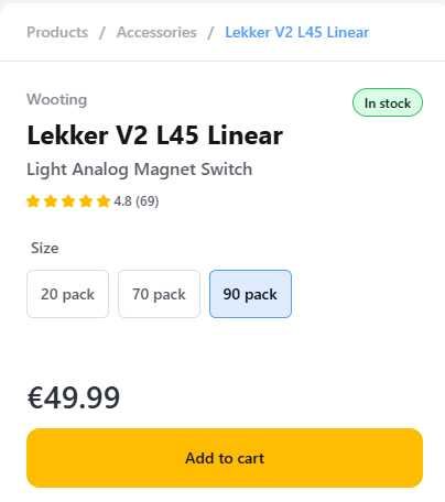 Switches Wooting Lekker V2 L45 Linear (Hall Effect) - Pack 90