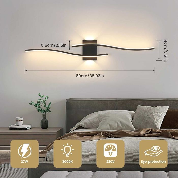 Czarna lampa ścienna LED Kinkiet