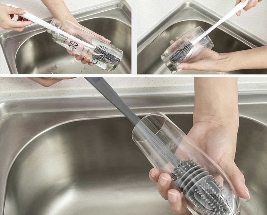 Silikonowa Szczotka do Mycia Naczyń Czyszczenia Butelek Czyścik 27cm