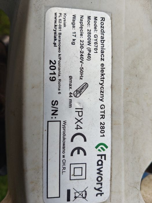 Rozdrabniacz do gałęzi Faworyt rębak elektryczny