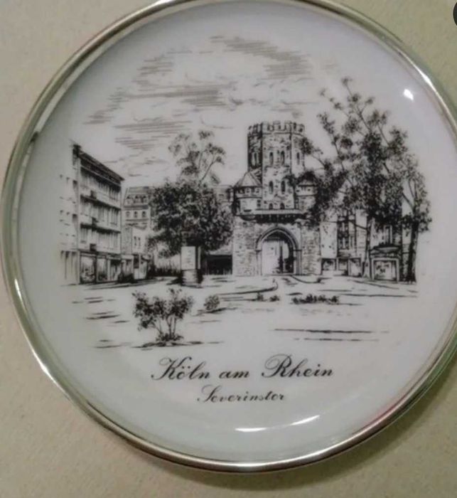 тарілочки  посрібленою каэмкою.Германські з зображенням м. Кельн.