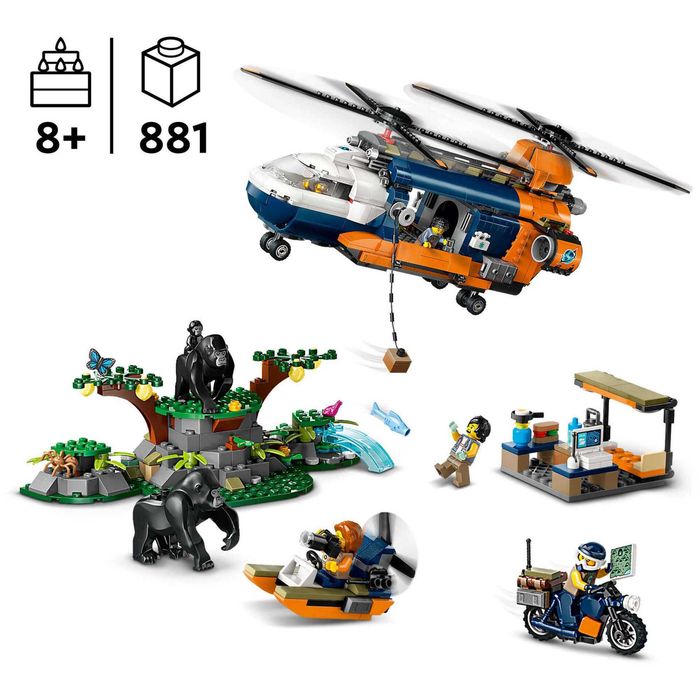 Lego  City Helicóptero Explorador da Selva no Acampamento - 60437 Novo