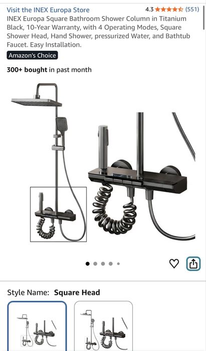 Coluna de Duche Premium Termostática Preto Titânio ou Metalizado | Chuveiro XL 4 Funções | Instalação Disponível