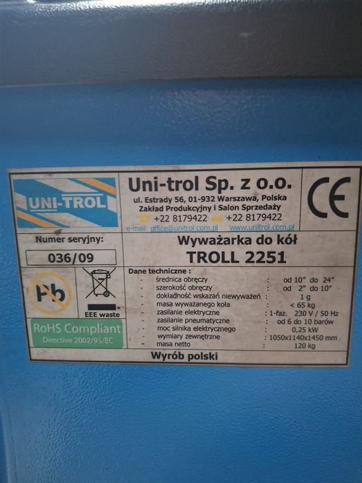 Wyważarka do kół Uni Troll 2251