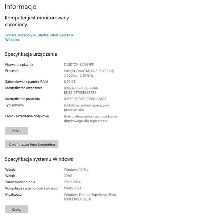 Komputer Intel Core i3-2120 3.30GHz Dysk 120 SSD i Drugi 512 HDD