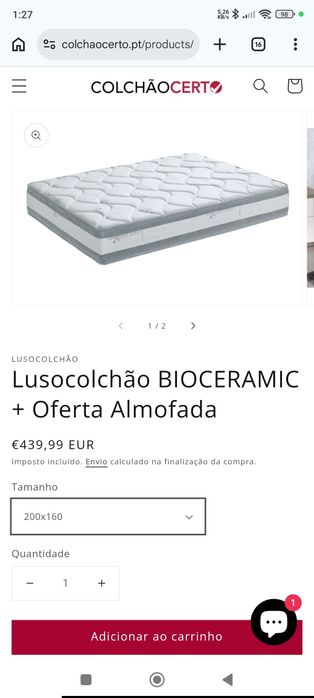 Colchão 160x200cm BIOCERAMIC da Lusocolchão