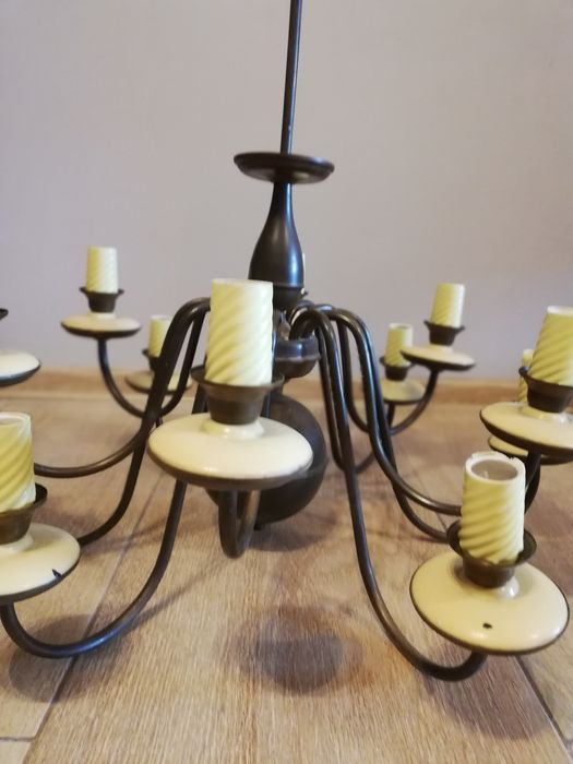 Żyrandol mosiężny typu świecznik lat 70-80