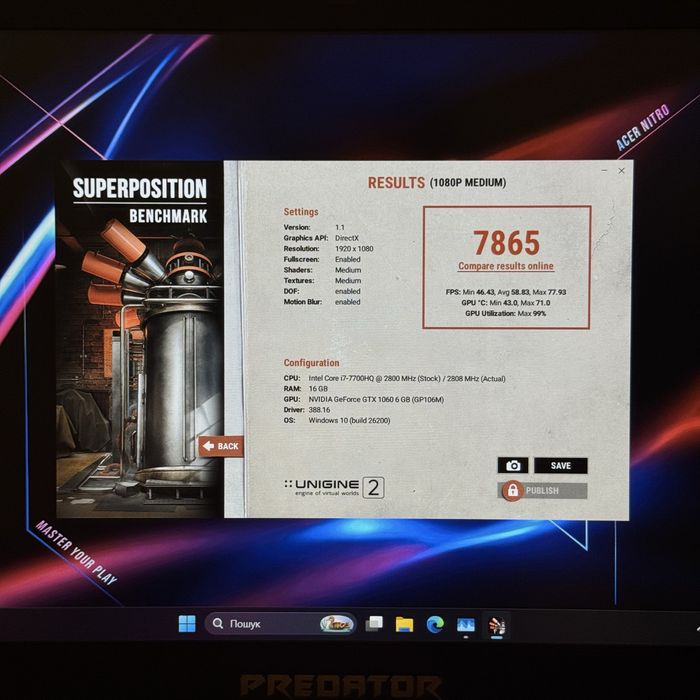 Ігровий ноутбук Acer Predator Helios 300 Core i7, Gtx 1060 6Gb, 512Gb