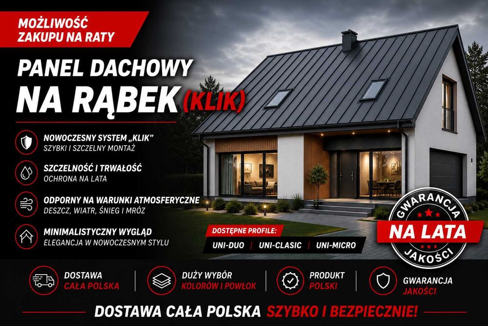 Panel dachowy KLIK | Blacha na rąbek | Wysoka jakość | Producent | Dostawa cała Polska
