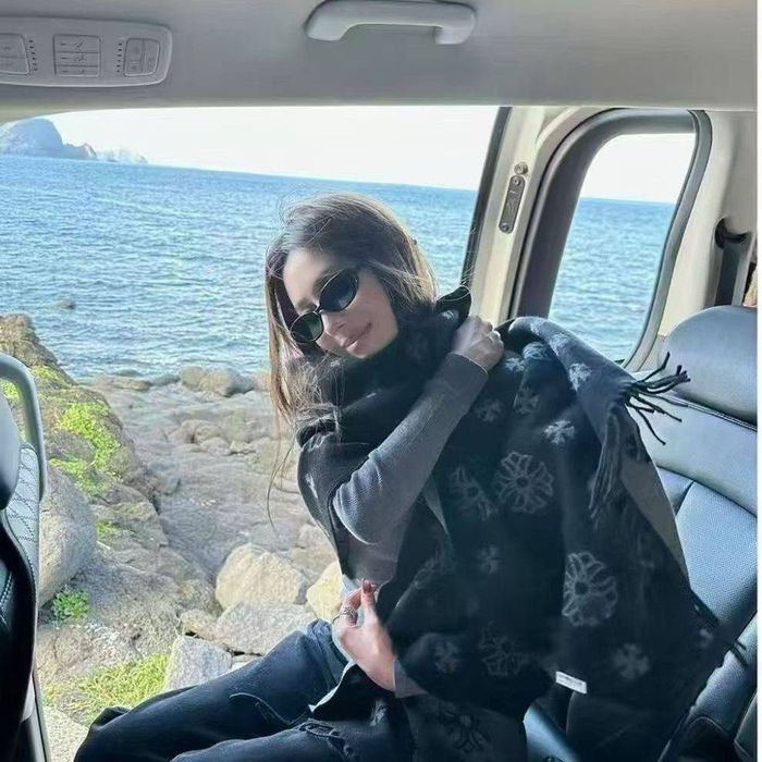 Шарф Chrome Hearts серый черный двостороній  Хром Хартс двухсторонний