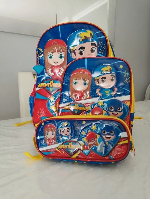 Conjunto, mochila, estojo e lancheira Luccas Neto
