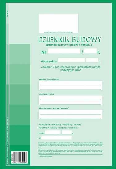 Dziennik budowy, nowy A4