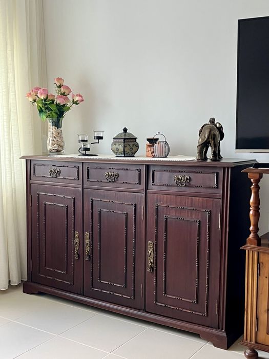 Movel de madeira maciça sapateira castanho Porto