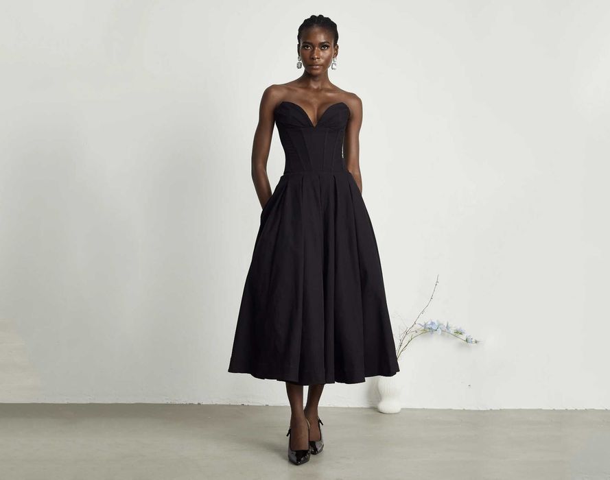 Сукня Miss Rosier — чорна корсетна, пишна спідниця, без бретелей