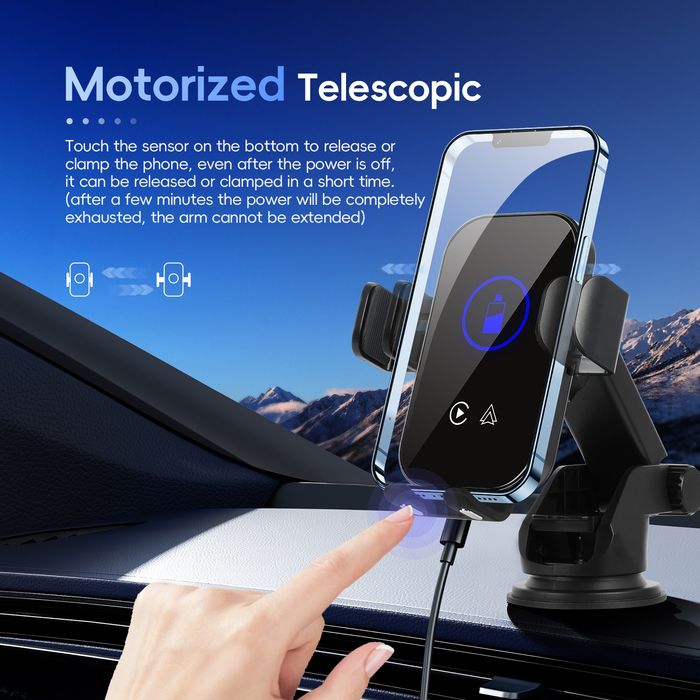Suporte Carregamento rápido Telemóvel com CARPLAY e Android Auto NOVO