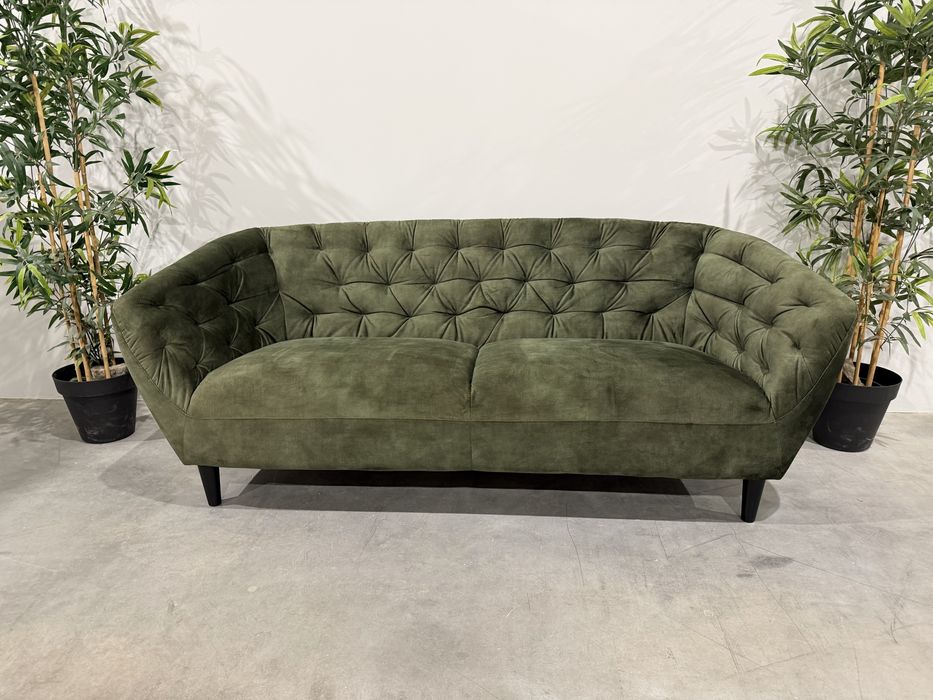 Piękna pikowana sofa butelkowa zieleń Ilva Velvet jak nowa  wysoka jakość wysyłka