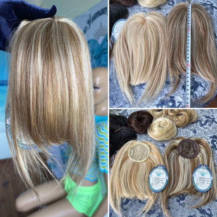 Натуральная накладная чёлка накладка славянские детские волосы русые