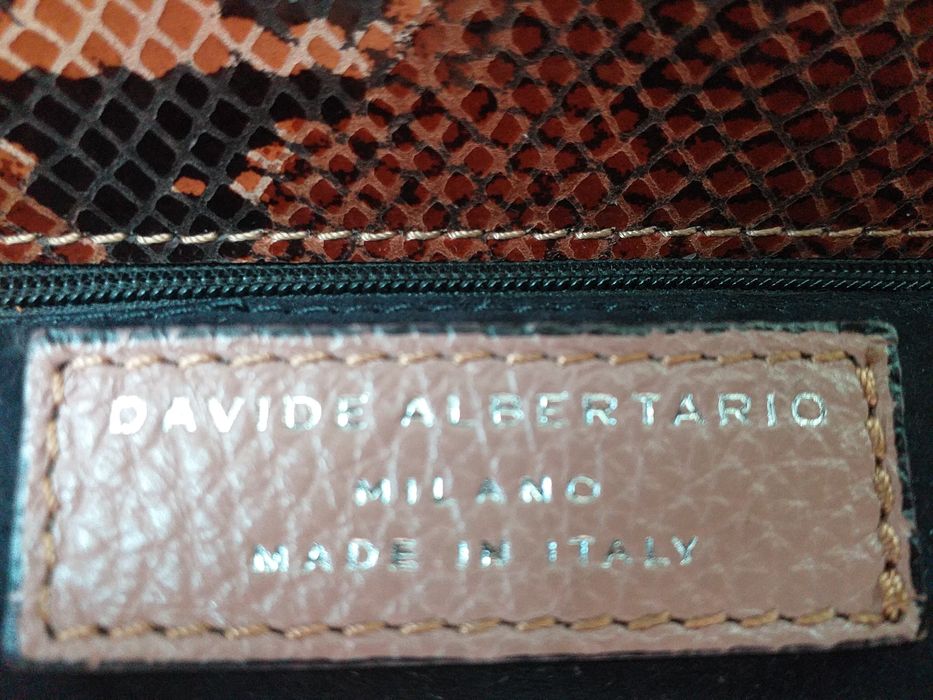 DAVIDE ALBERTARIO oryginalna skóra naturalna skórzana torebka kuferek crossbody + do ręki