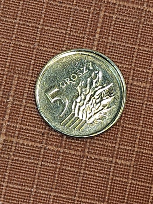 Potężny destrukt 5 groszy 2010 | Wybicie poza kołnierzem | unikat
