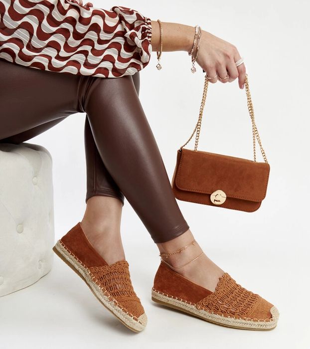 Brązowe ażurowe espadryle Gordana
