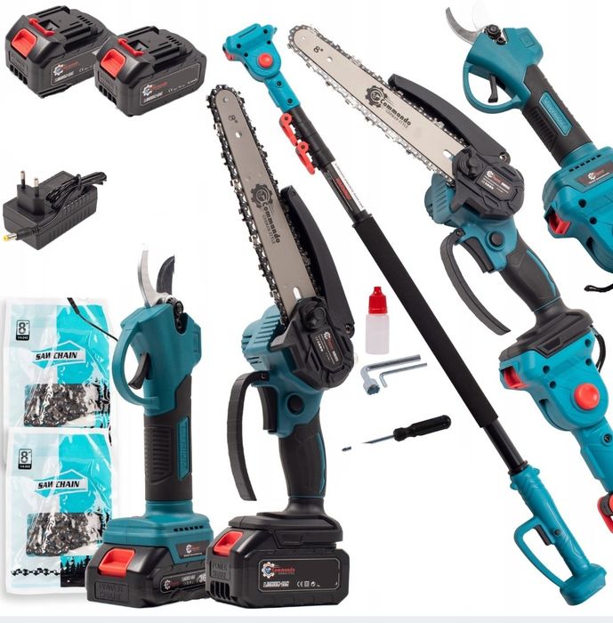 Duży zestaw piła sekator wysięgnik akumulator