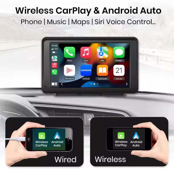 Rádio Universal Portátil Carplay e android auto 7 polegadas BT FM novo
