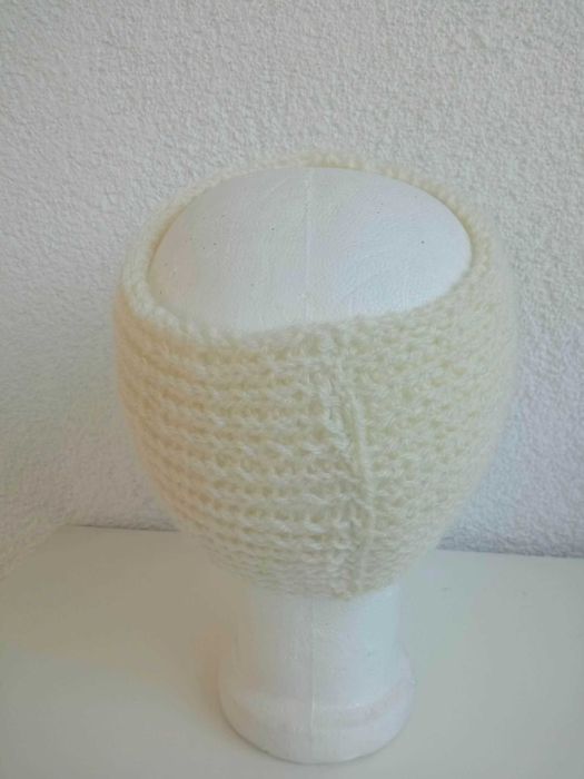 Handmade ręcznie robiona szeroka opaska na szydełku acryl
