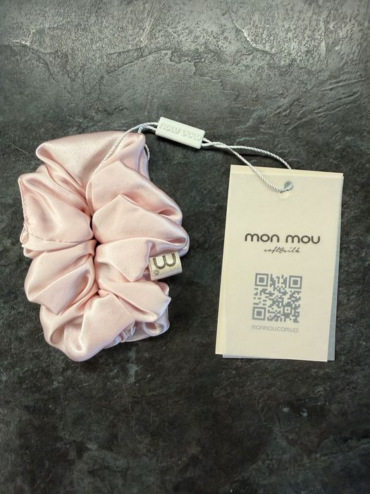 Резинка MonMou шовкова рожева та бежева
