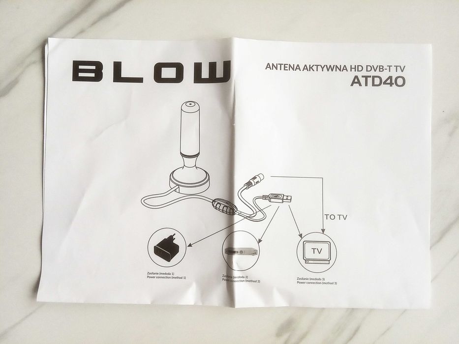 Antena Aktywna Pokojowa DVBT2 TV FHD 4K MUX-8 LTE ATD40.