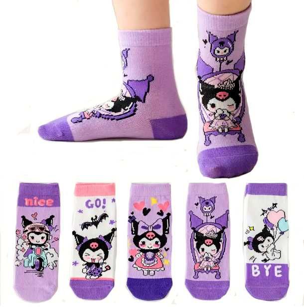 śliczne mięciutkie skarpetki 5 PAR Kuromi Hello Kitty Kawaii