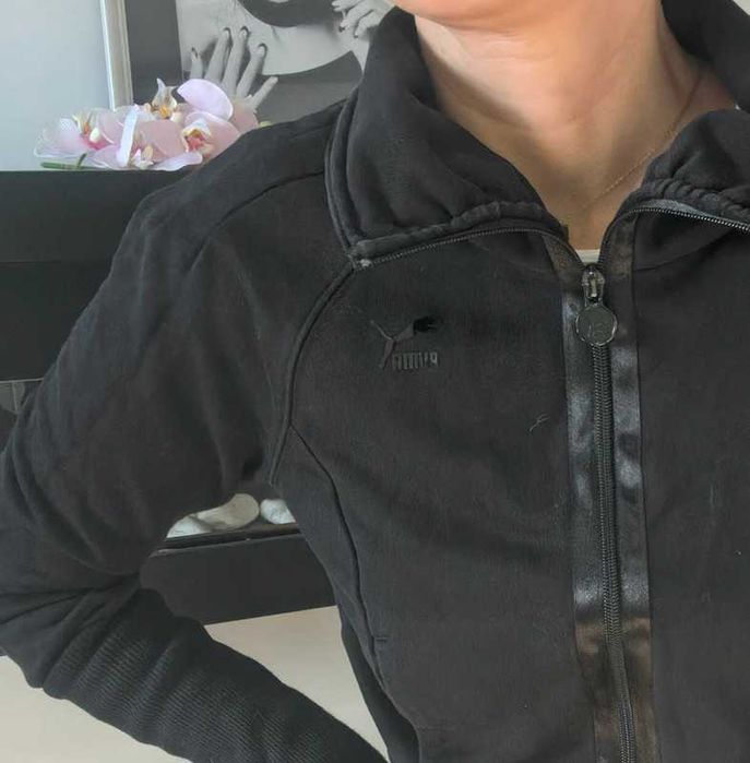 Bluza na zamek, czarna, ze ścigączami, Puma, S/M, 36/38,sportowy basic