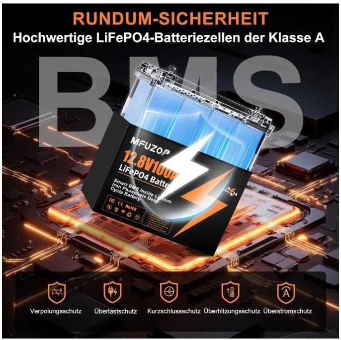 LiFePO4 акумулятор (батарея) MFUZOP 12V 100Ah 1280Wh BMS
