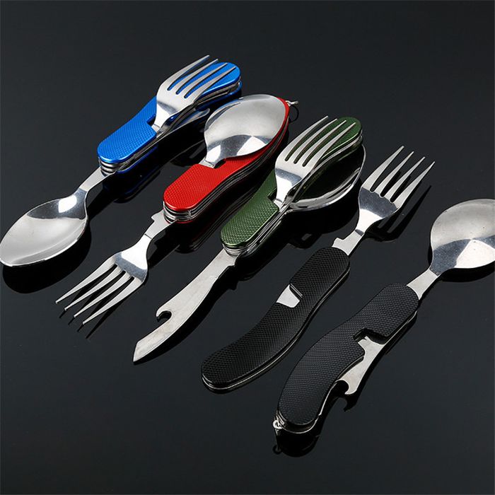 Туристический набор скадной (мультитул) 6 в 1 (ложка, вилка, нож, откр